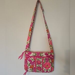 Vera Bradlet Floral Pink Crossbody Bag